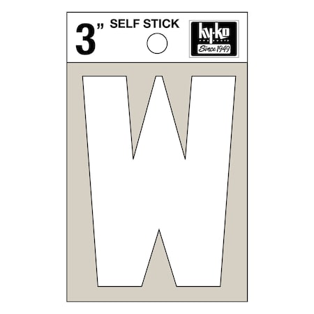 Hy-Ko 3In White Vinyl Letter W, 10PK A30533